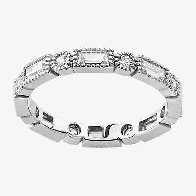Womens Cubic Zirconia Sterling Silver Band