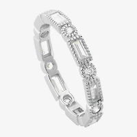 Womens Cubic Zirconia Sterling Silver Band