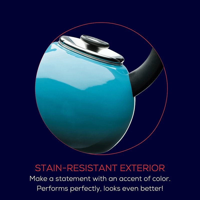 Circulon Enamel On Steel 2-Qt. Whistling Induction Tea Kettle with Flip-Up Spout