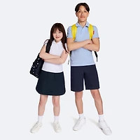 IZOD Performance Mesh Little & Big Kid Girls Short Sleeve Regular Fit Wrinkle Resistant Moisture Wicking Polo Shirt