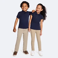 IZOD Performance Mesh Little & Big Kid Girls Short Sleeve Regular Fit Wrinkle Resistant Moisture Wicking Polo Shirt