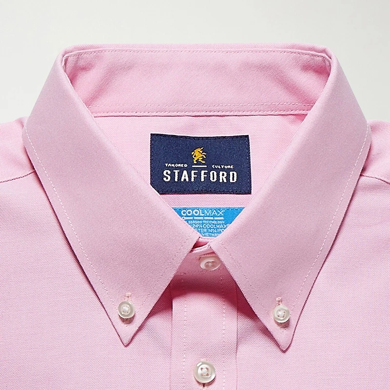 Stafford Coolmax All Season Ecomade Mens Classic Fit Stretch Fabric Wrinkle Free Long Sleeve Dress Shirt
