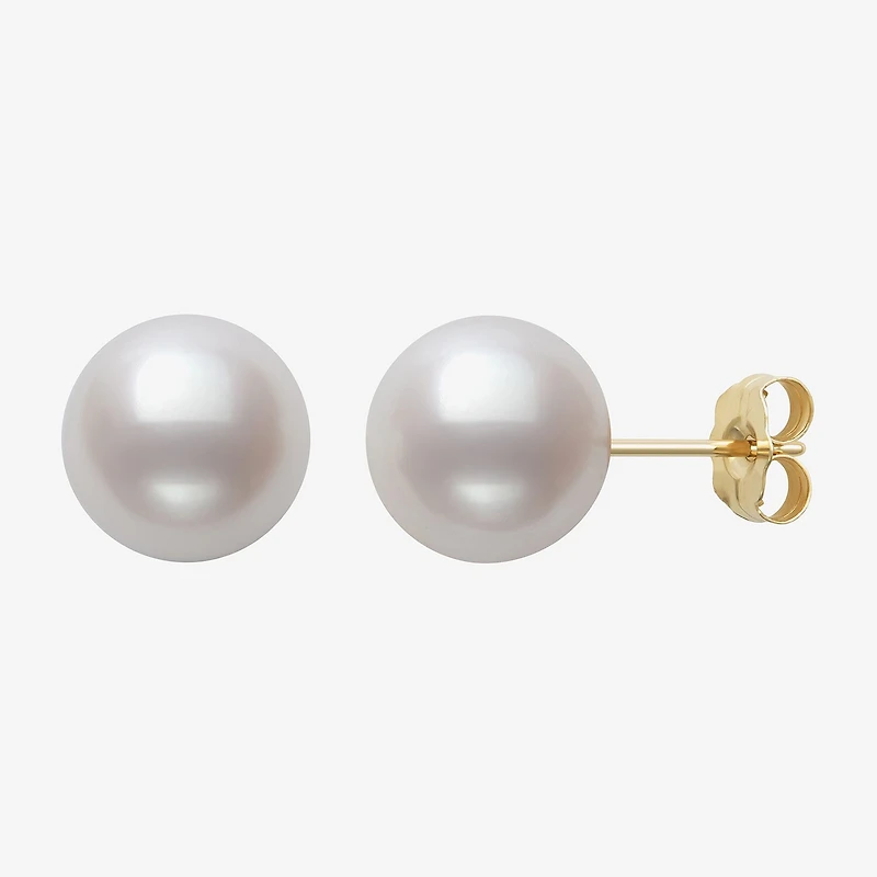 Sofia White Cultured Freshwater Pearl 10K Gold 9mm Ball Stud Earrings