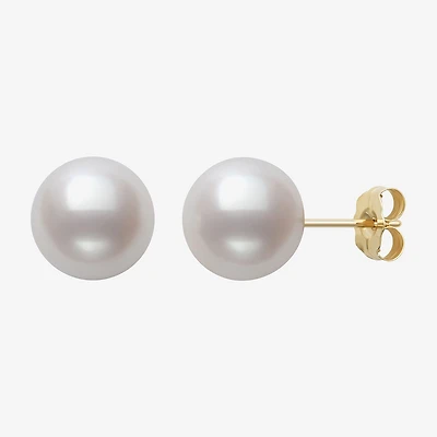 Sofia White Cultured Freshwater Pearl 10K Gold 9mm Ball Stud Earrings