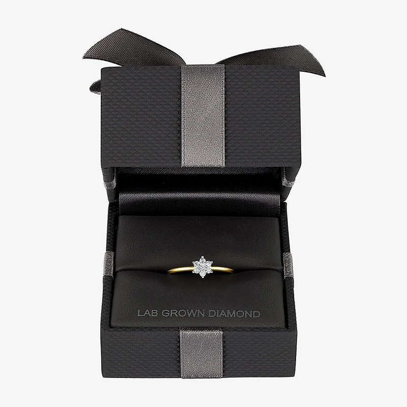 (Gh / Si2 I1) Womens 1/6 CT. T.W. Lab Grown White Diamond 10K Gold Flower Delicate Stackable Ring