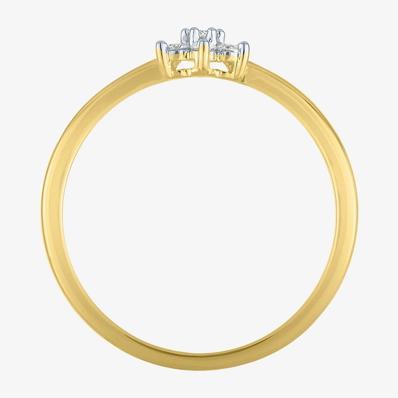 (Gh / Si2 I1) Womens 1/6 CT. T.W. Lab Grown White Diamond 10K Gold Flower Delicate Stackable Ring