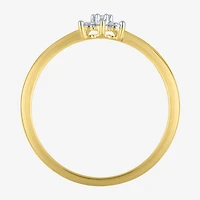 (Gh / Si2 I1) Womens 1/6 CT. T.W. Lab Grown White Diamond 10K Gold Flower Delicate Stackable Ring