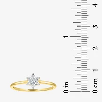 (Gh / Si2 I1) Womens 1/6 CT. T.W. Lab Grown White Diamond 10K Gold Flower Delicate Stackable Ring