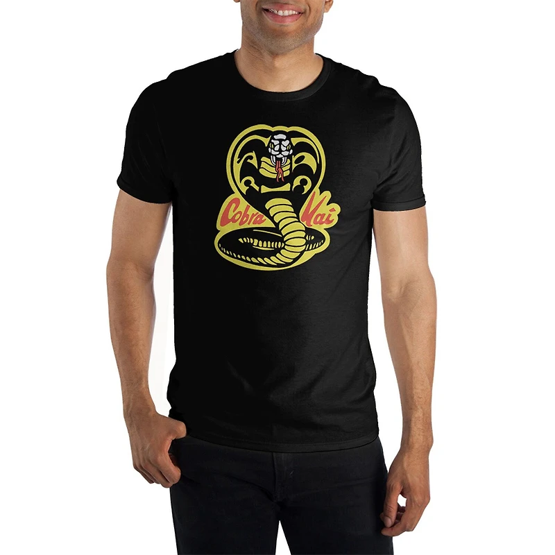 Novelty Mens Crew Neck Short Sleeve Relaxed Fit Cobra Kai Graphic T-Shirt