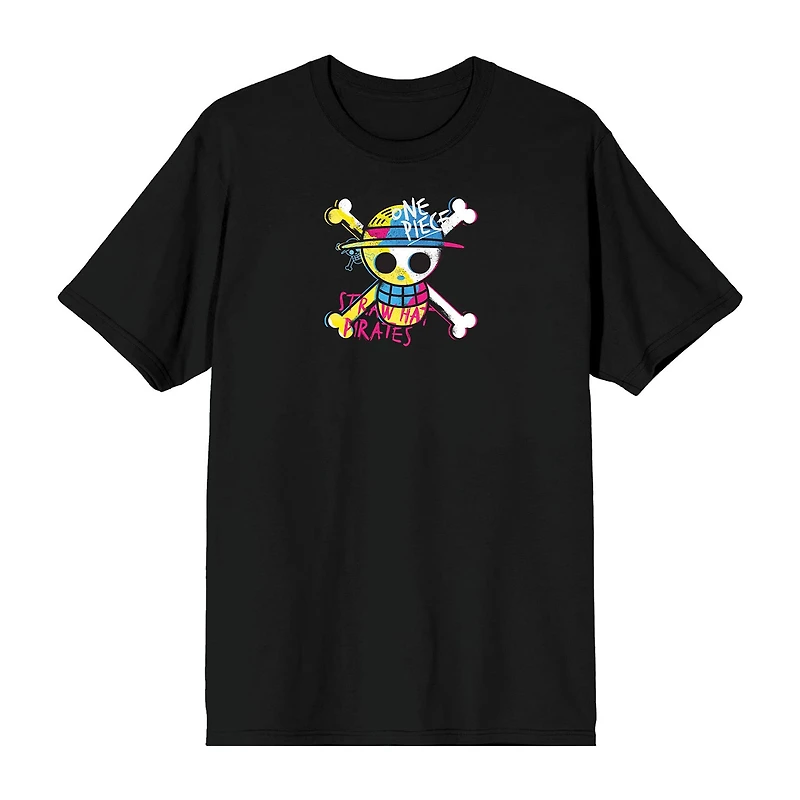 Novelty One Piece Straw Hat Pirates Mens Crew Neck Short Sleeve Relaxed Fit Graphic T-Shirt