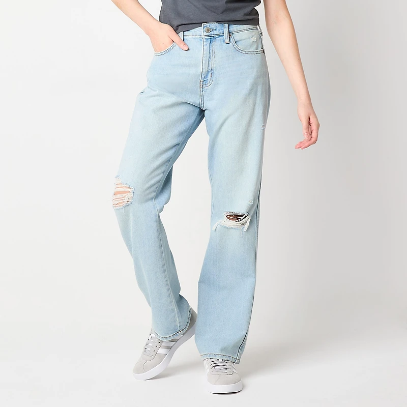 Arizona Womens Juniors High Rise Straight Leg Jean