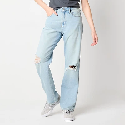 Arizona Womens Juniors High Rise Straight Leg Jean