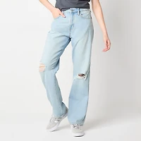 Arizona Womens Juniors High Rise Straight Leg Jean