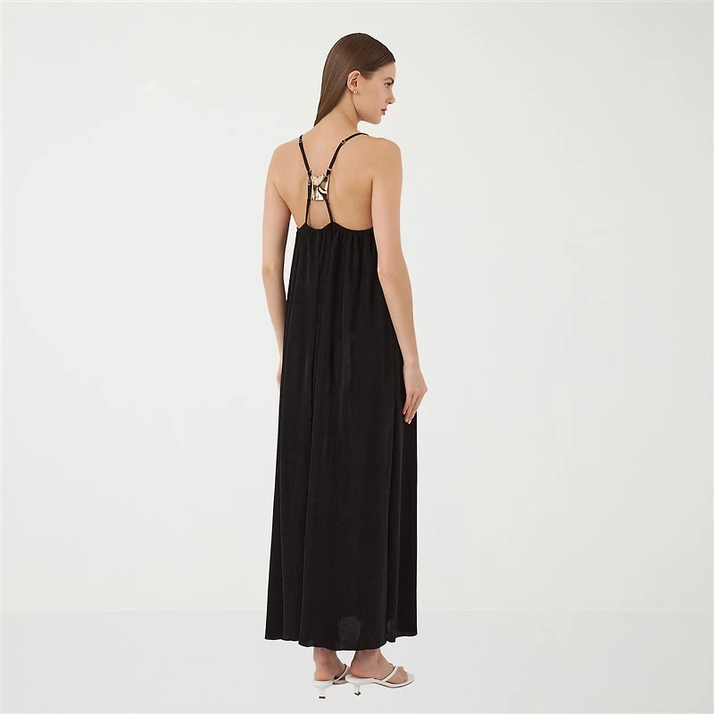 RM Rebecca Minkoff Womens Straight Neck Sleeveless Embellished Maxi Dress
