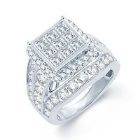 5 CT.T.W. Natural Diamond 14K White Gold Multi-Top Engagement Ring 1