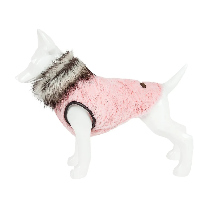 Pet Life ® Luxe 'Pinkachew' Charming Designer Mink Fur Dog Coat Jacket