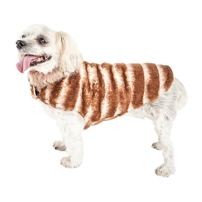 Pet Life ® Luxe 'Tira-Poochoo' Tiramisu Patterned Faux Mink Dog Coat