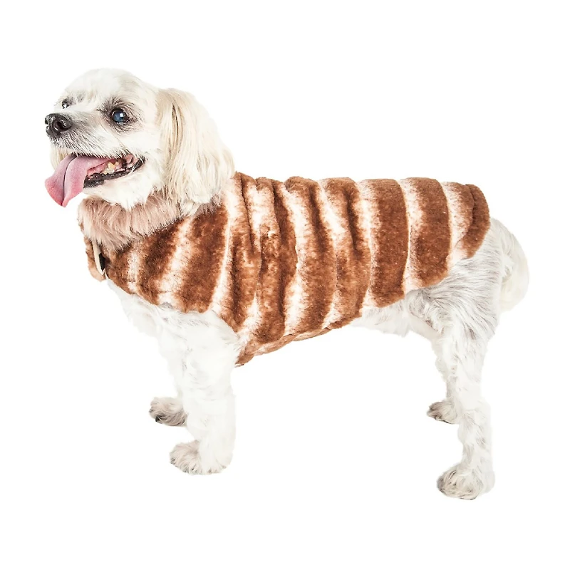 Pet Life ® Luxe 'Tira-Poochoo' Tiramisu Patterned Faux Mink Dog Coat
