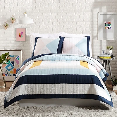 Makers Collective Diamond Patchwork 3-pc. REVERSIBLE Quilt Set