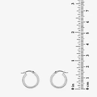 Sterling Silver Rhodium Plated Glitter Hoop Earring Set