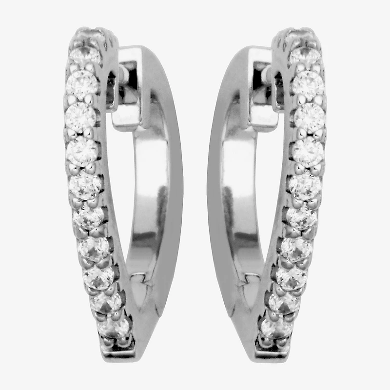 Paris 1901 By Charles Garnier Womens Cubic Zirconia Sterling Silver 16.6mm Heart Hoop Earrings