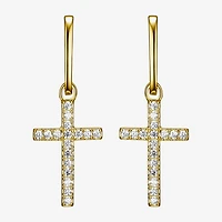 Paris 1901 By Charles Garnier Womens Cubic Zirconia 18K Gold Over Silver Cross Drop Earrings