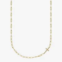 Paris 1901 By Charles Garnier Womens White Cubic Zirconia 18K Gold Over Silver Cross 17 Inch Pendant Necklace