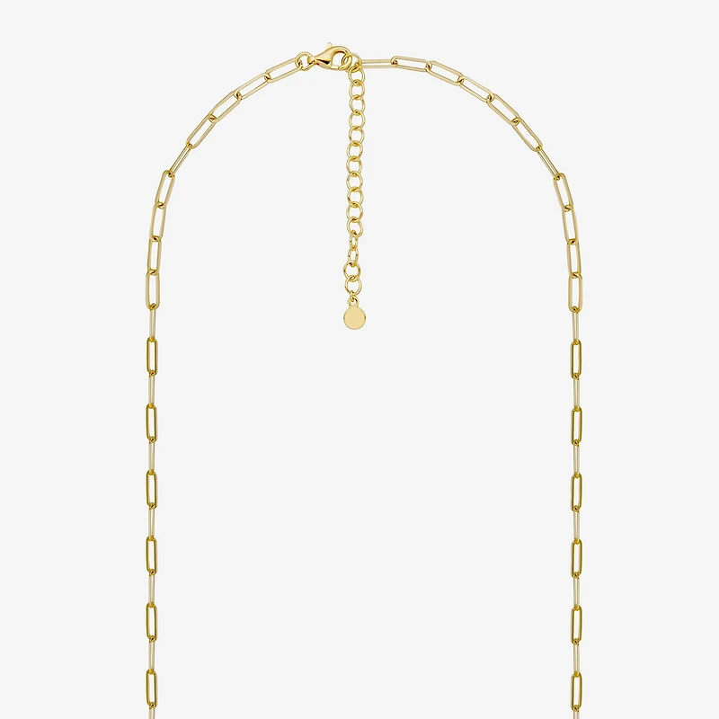 Paris 1901 By Charles Garnier Womens White Cubic Zirconia 18K Gold Over Silver Circle Paperclip 18 Inch Pendant Necklace
