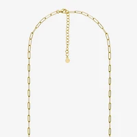 Paris 1901 By Charles Garnier Womens White Cubic Zirconia 18K Gold Over Silver Circle Paperclip 18 Inch Pendant Necklace