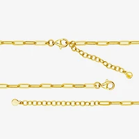 Paris 1901 By Charles Garnier Womens White Cubic Zirconia 18K Gold Over Silver Circle Paperclip 18 Inch Pendant Necklace