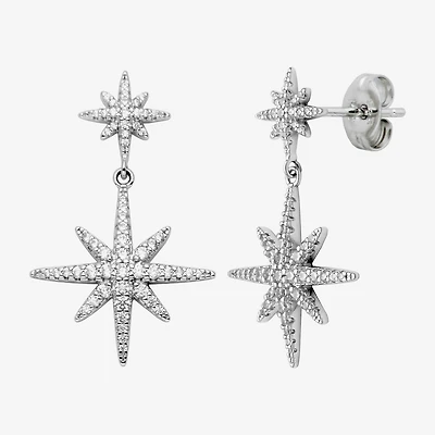 Paris 1901 By Charles Garnier North Star Womens Cubic Zirconia Sterling Silver Star Drop Earrings