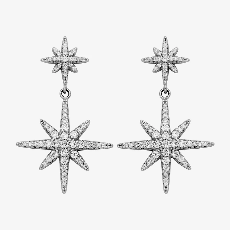 Paris 1901 By Charles Garnier North Star Womens Cubic Zirconia Sterling Silver Star Drop Earrings