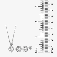 DiamonArt® Cubic Zirconia Love Knot Pendant Necklace & Earring Set