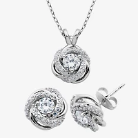 DiamonArt® Cubic Zirconia Love Knot Pendant Necklace & Earring Set
