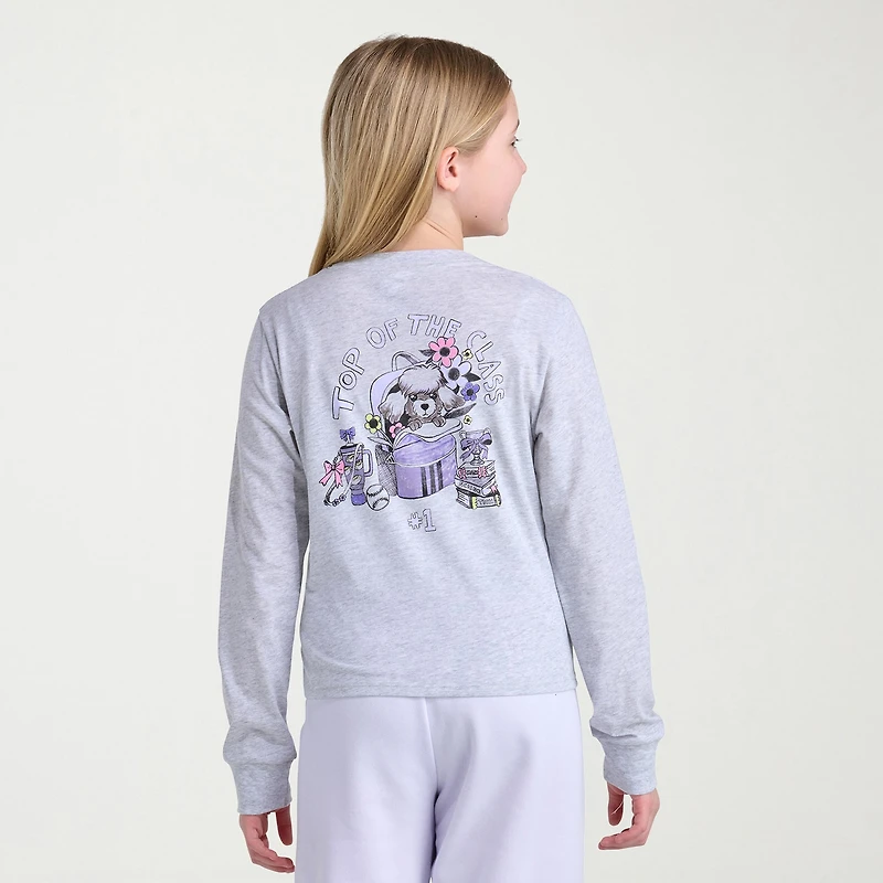 adidas Big Kid Girls Crew Neck Long Sleeve Active T-Shirt