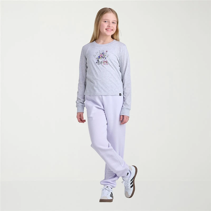 adidas Big Kid Girls Crew Neck Long Sleeve Active T-Shirt