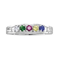 Personalized Sterling Silver Simulated Birthstone Family Ring