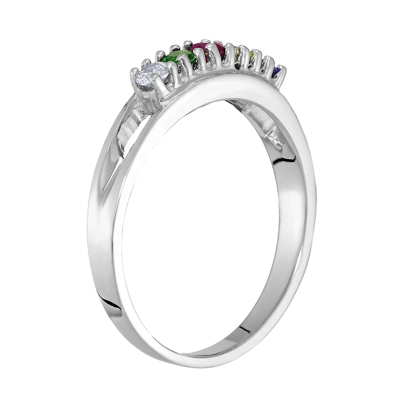 Personalized Sterling Silver Simulated Birthstone Family Ring