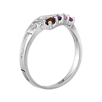 Personalized Sterling Silver Simulated  Birthstone Mom Ring