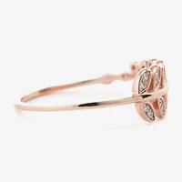Silver Treasures Leaf Womens Cubic Zirconia 24K Rose Gold Over Band