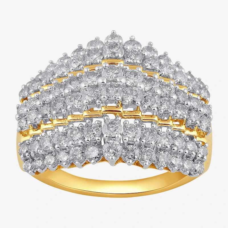 Womens 2 CT. T.W. Natural White Diamond 10K or 14K White or Yellow Gold Cocktail Ring