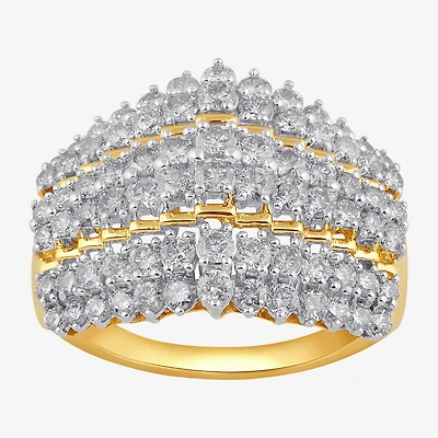 Womens 2 CT. T.W. Natural White Diamond 10K or 14K White or Yellow Gold Cocktail Ring