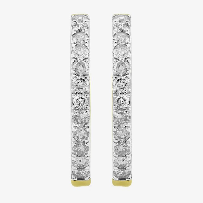 1 CT. T.W. Natural White Diamond 10K or 14K White, Yellow, or Rose Gold 22.5mm Hoop Earrings