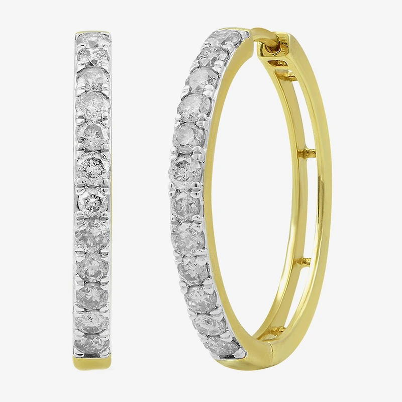 1 CT. T.W. Natural White Diamond 10K or 14K White, Yellow, or Rose Gold 22.5mm Hoop Earrings