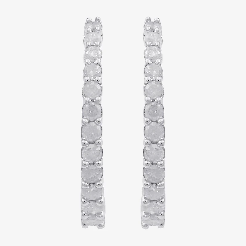 Womens 1/2 CT. T.W. Natural White Diamond 10K Gold 18mm Hoop Earrings