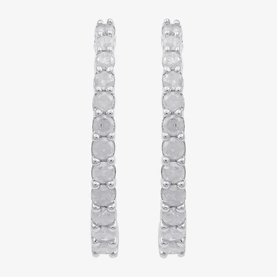 Womens 1/2 CT. T.W. Natural White Diamond 10K Gold 18mm Hoop Earrings