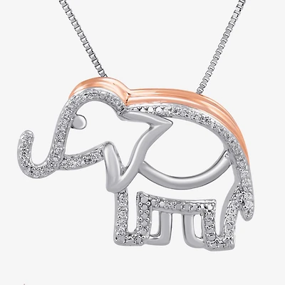 1/10 CT. T.W. Diamond Elephant Pendant Necklace in Sterling Silver