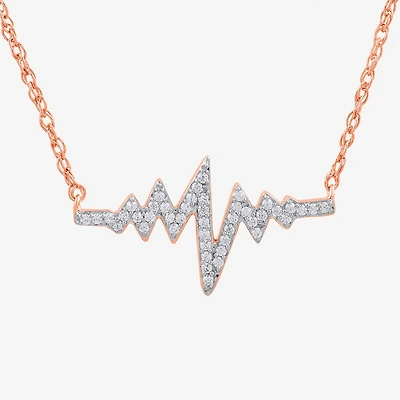 1/7 CT. T.W. Diamond Heartbeat Necklace in 14K Gold Over Silver