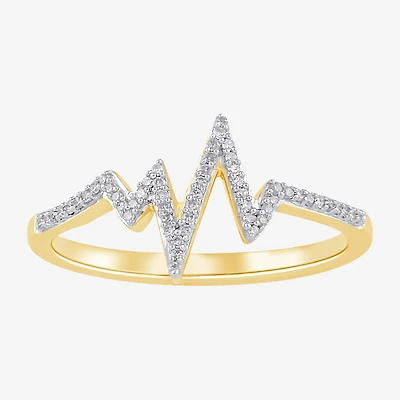 Heartbeat Womens 1/10 CT. T.W. Natural White Diamond Cocktail Ring 14K Gold Over Silver