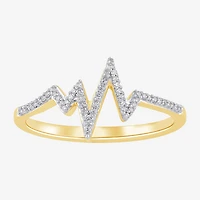Heartbeat Womens 1/10 CT. T.W. Natural White Diamond Cocktail Ring 14K Gold Over Silver